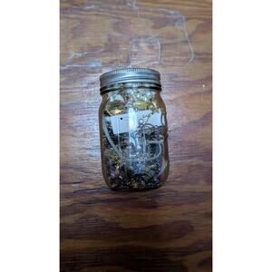 Estate Jewelry Lot Full Ball Mason Jar Vintage Costume Pearl Gold Tone For Parts